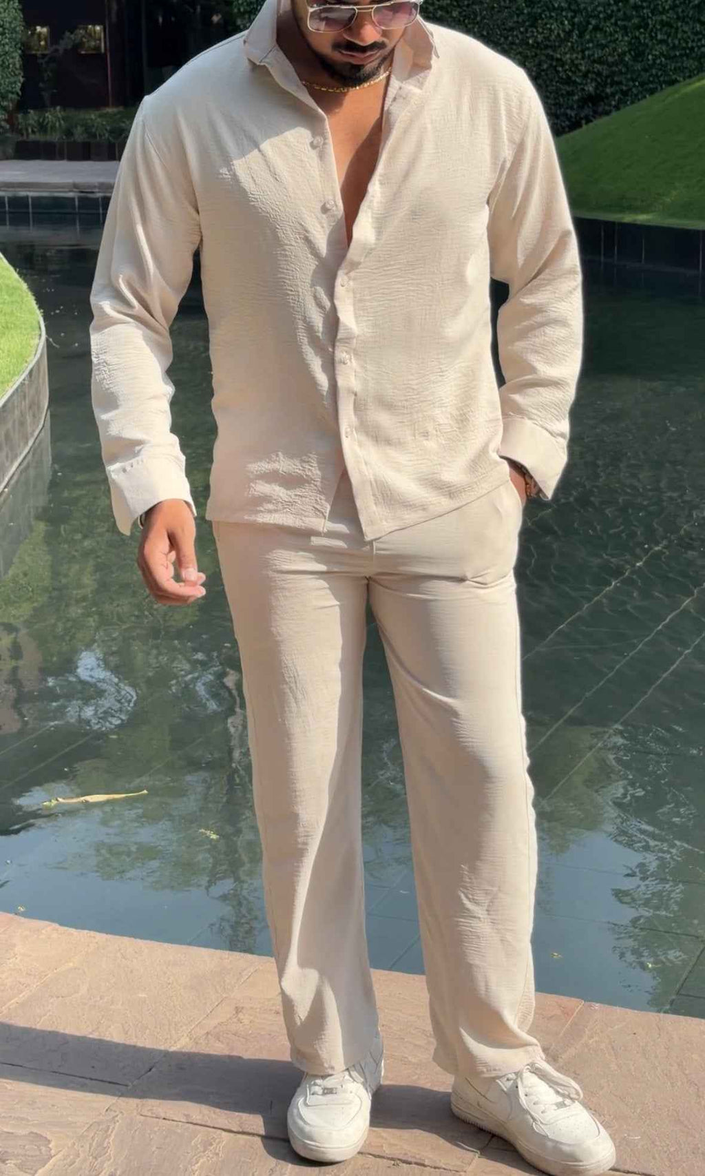 Turkey Linen Textured Ivory Coord set - BEIGE - Under Attack