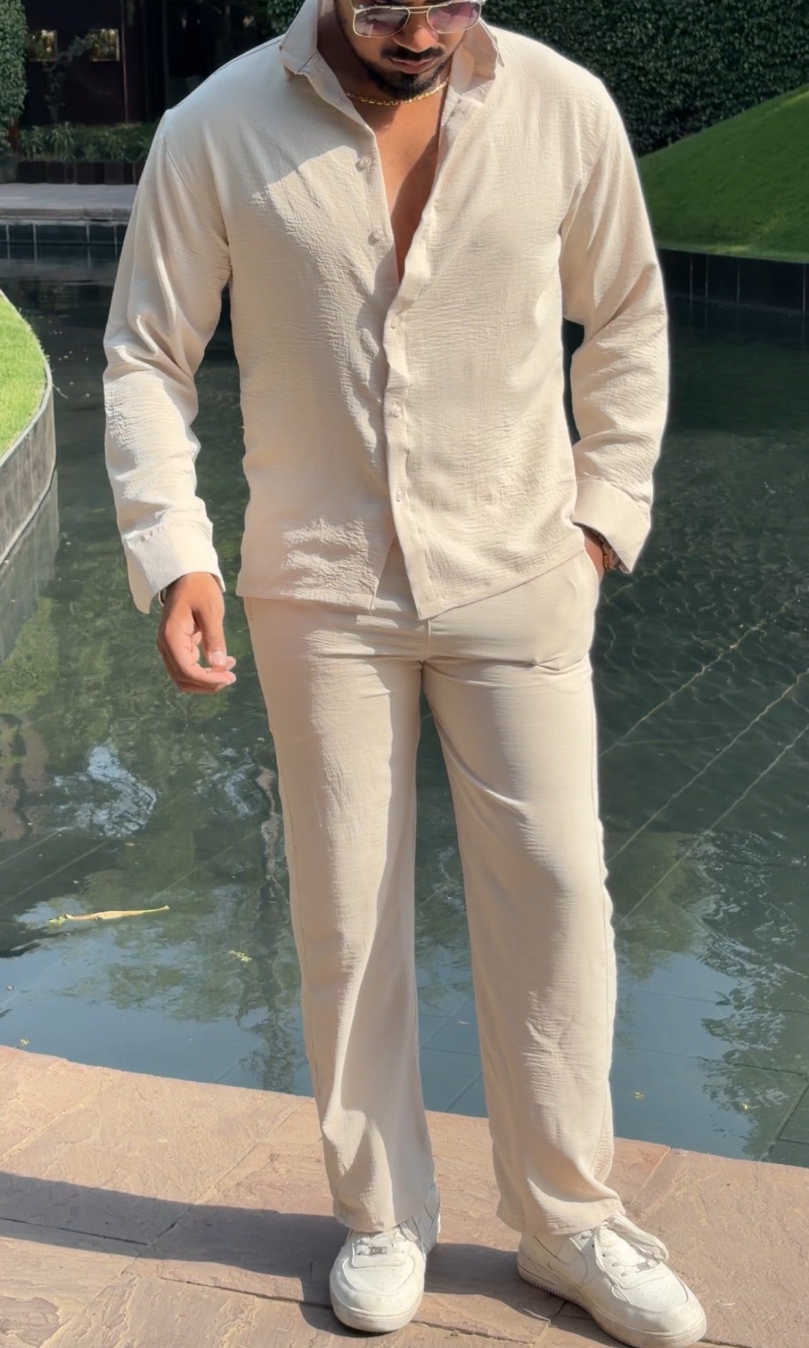Turkey Linen Textured Ivory Coord set - BEIGE - Under Attack