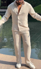 Turkey Linen Textured Ivory Coord set - BEIGE - Under Attack
