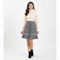 Tweed Plait Checkered Winter Party Wear Skirt 568 - Black - Under Attack