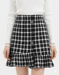 Tweed Plait Checkered Winter Party Wear Skirt 569 - Black - Under Attack