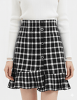 Tweed Plait Checkered Winter Party Wear Skirt 569 - Black - Under Attack