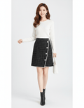 Tweed Plait Checkered Winter Party Wear Skirt 68 - Black - Under Attack