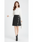 Tweed Plait Checkered Winter Party Wear Skirt 68 - Black - Under Attack