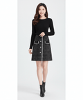 Tweed Plait Checkered Winter Party Wear Skirt 69 - Black - Under Attack