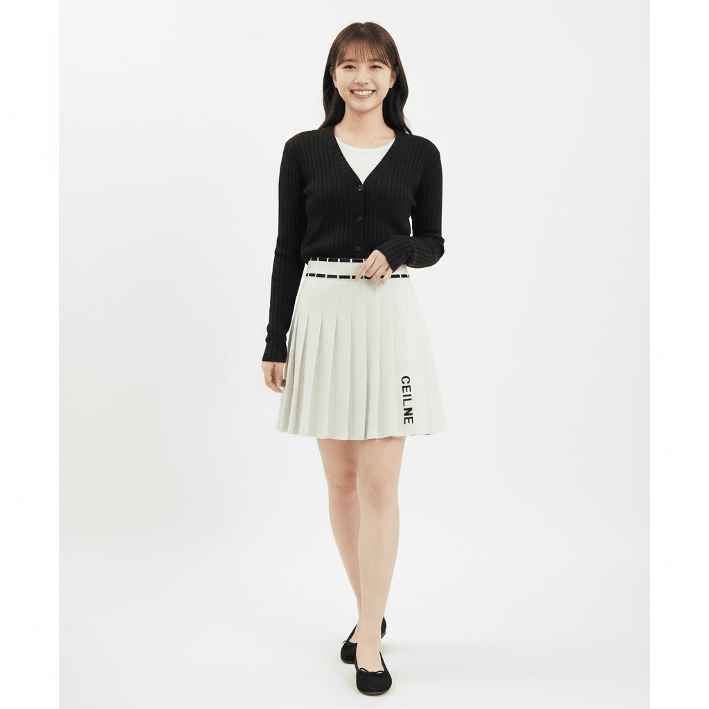 Tweed Plait Checkered Winter Party Wear Skirt 8113 - White - Under Attack