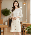 Tweed Plait Checkered Winter Party Wear Skirt 881 - White - Under Attack