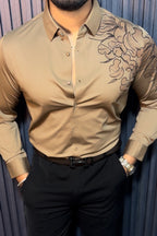 Twilight Bloom Jacquard Shirt - Camel - Under Attack