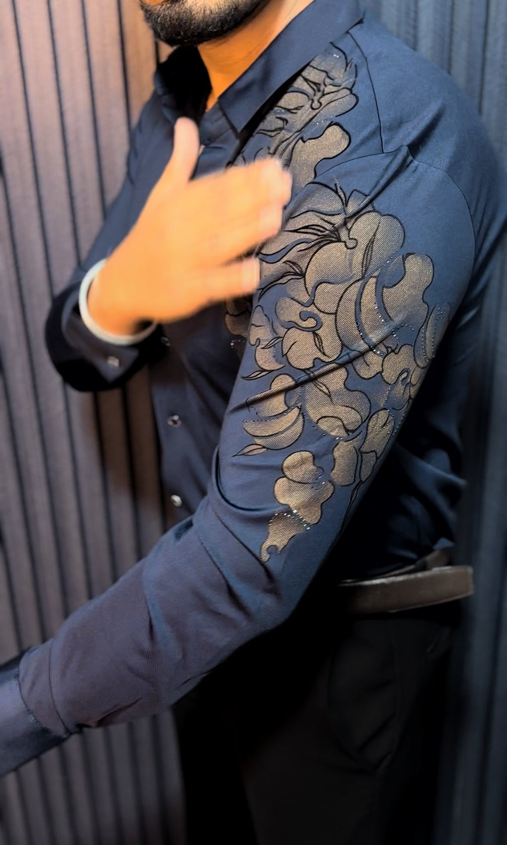 Twilight Bloom Jacquard Shirt - Navy - Under Attack