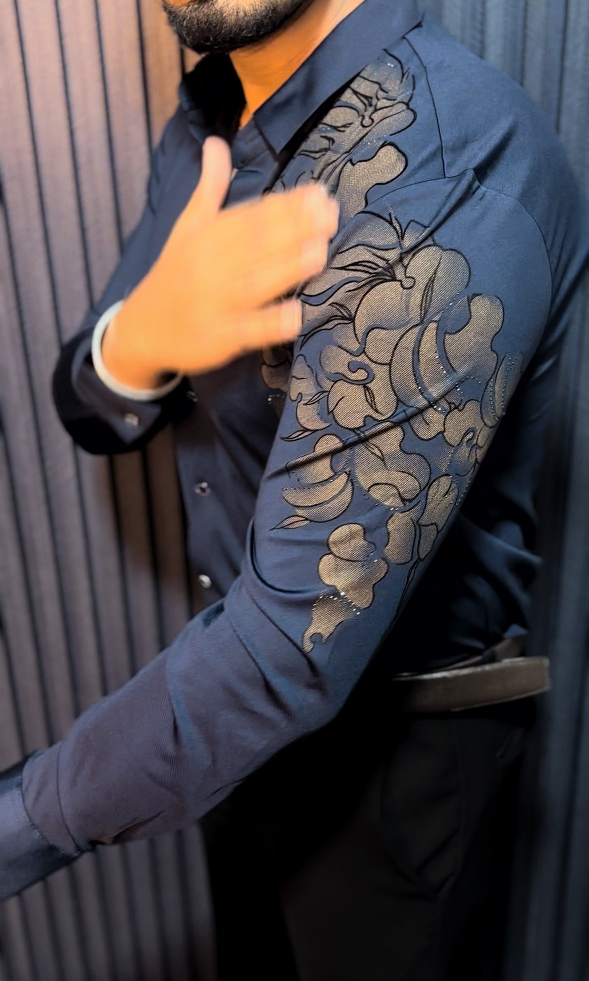 Twilight Bloom Jacquard Shirt - Navy - Under Attack