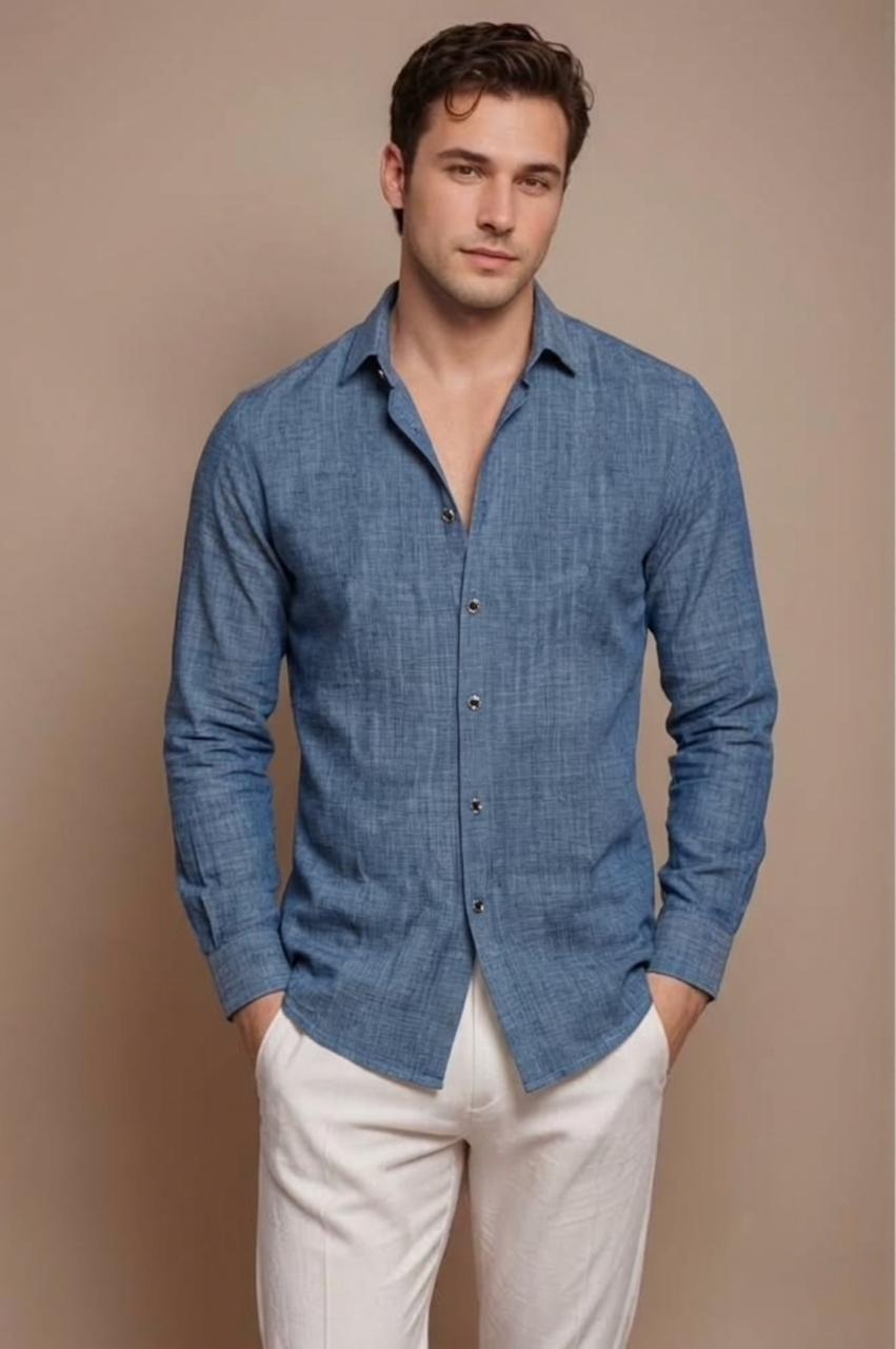 Urban Cotton Textured Shirt - Blue - Under Attack