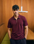 Vanta Zip Polo Tshirt - Burgundy - Under Attack