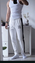 Varsity Stripe White Track Pants - Under Attack