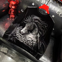 Velvet Swarovski Horse Face Sweatshirt - Black Silver