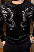 Velvet Swarovski Silver Tiger Double Face Print Sweatshirt - Black - Under Attack