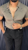 Venice Jacquard Half Sleeves Shirt - CARAMEL - Under Attack