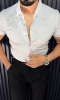 Venice Jacquard Half Sleeves Shirt - WHITE - Under Attack