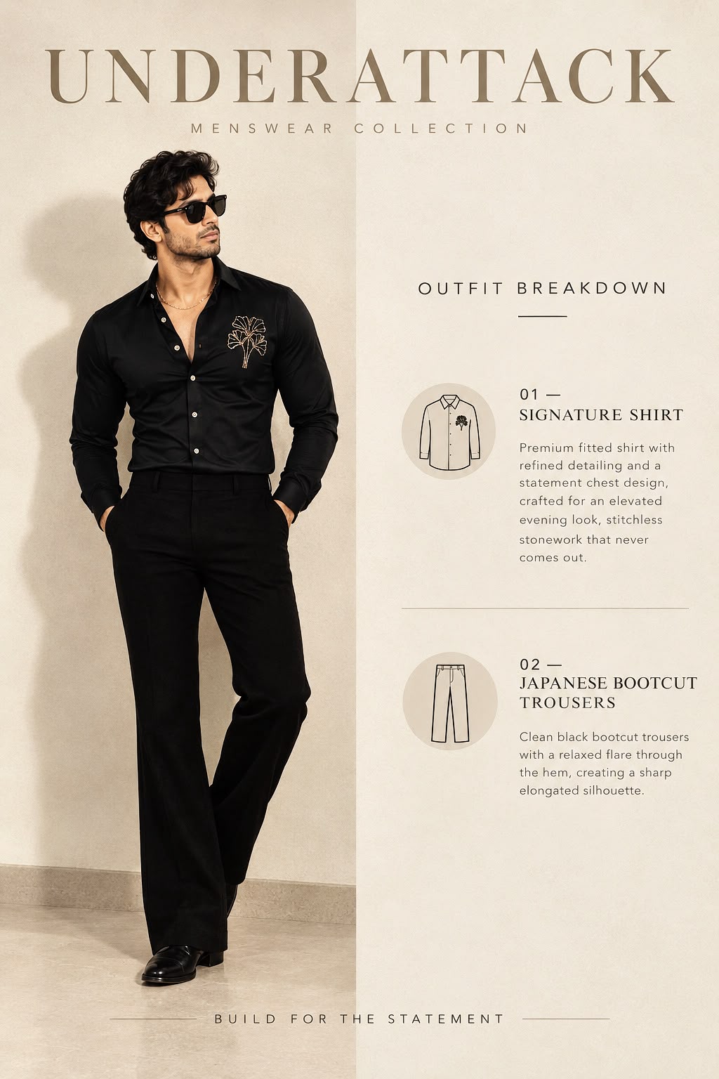 Venice Petal Luxe Stitchless Wrinkle Free Lycra Shirt - Black - Under Attack