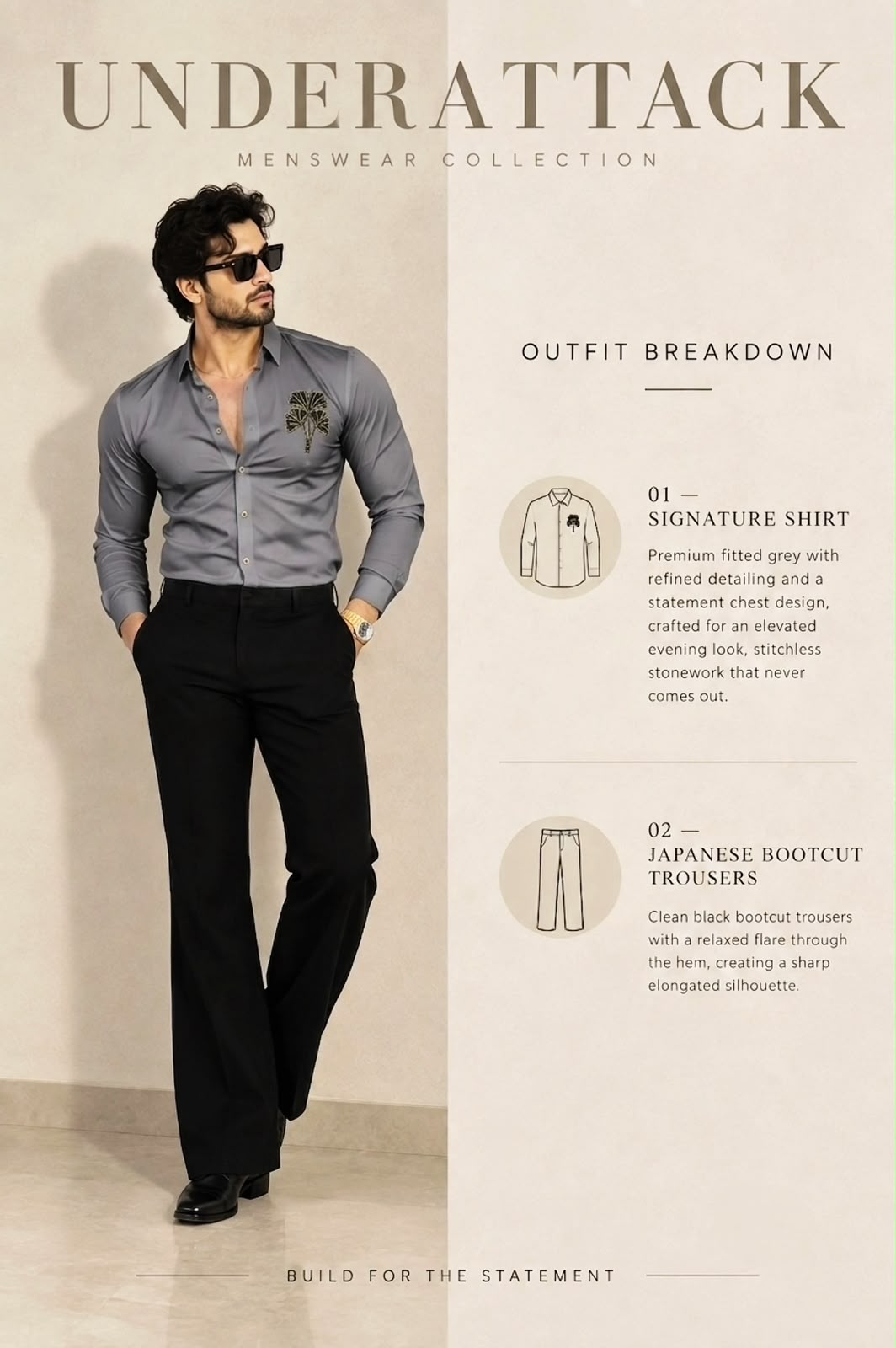 Venice Petal Luxe Stitchless Wrinkle Free Lycra Shirt - Charcoal - Under Attack