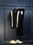 Verona Striped Old Money Knitted Polo Tshirt - Black - Under Attack