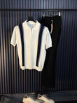 Verona Striped Old Money Knitted Polo Tshirt - White - Under Attack