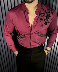 Versaz Jacquard Stitchless Shirt - Wine