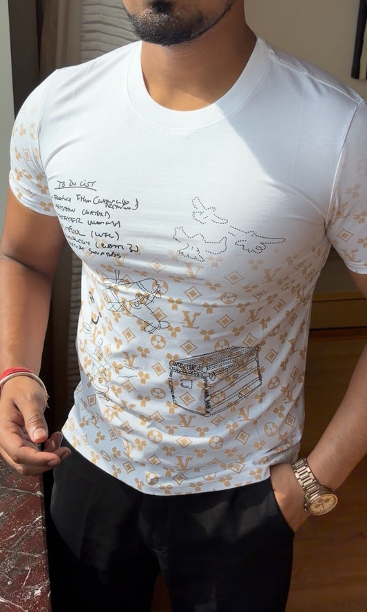 VL Printed Bling Tshirt - White - Under Attack